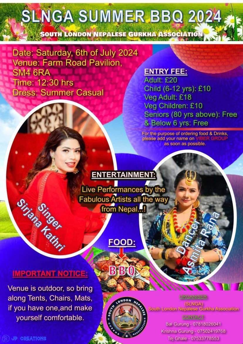 Poster of Asmita Rana's Slnga summer BBQ 2024-UK Program